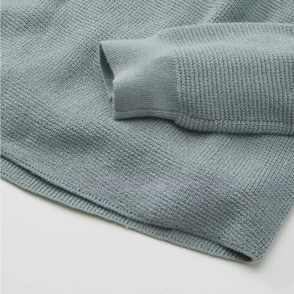 Marine Layer Teal Henley Sweater XXL Re-Spun Organic Cotton Knit Raglan Button